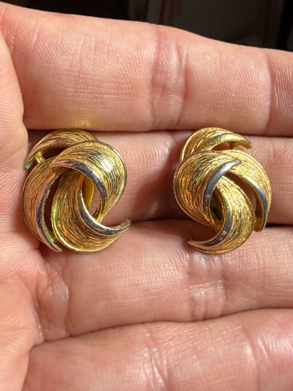 Vintage Givenchy Sculpted Gold-Tone Twisted Knot Clip-On Earrings